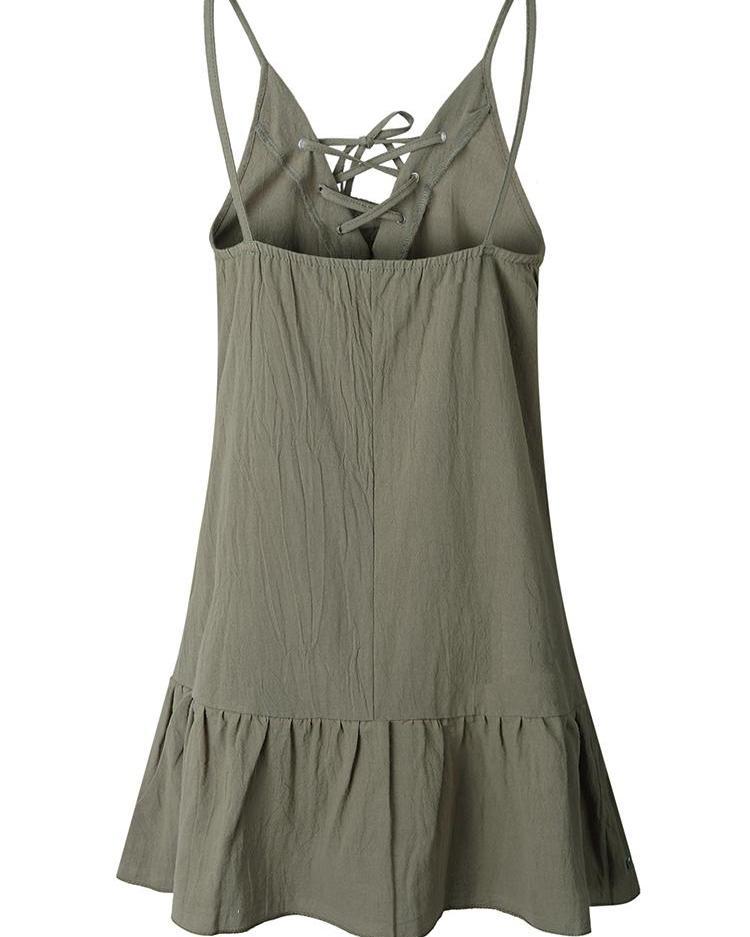 Vlovelaw Strap Hollow Out Lace-Up Mini Dress