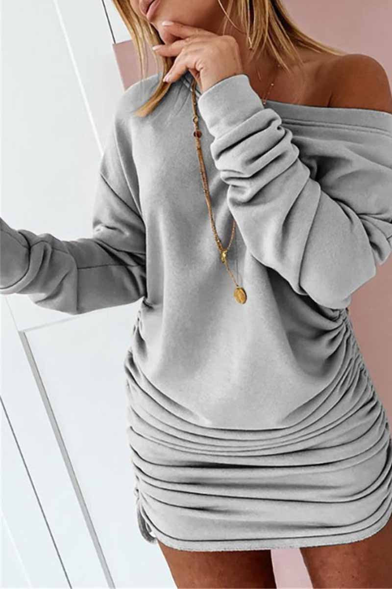 Vlovelaw Strapless Drawstring Pleated Solid Color Mini Dress(3 Colors)