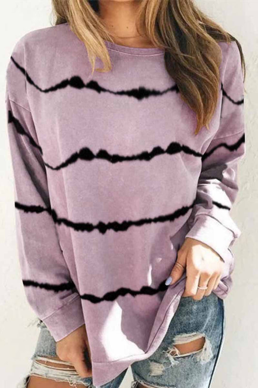 Vlovelaw Tie-dye Striped Print Top