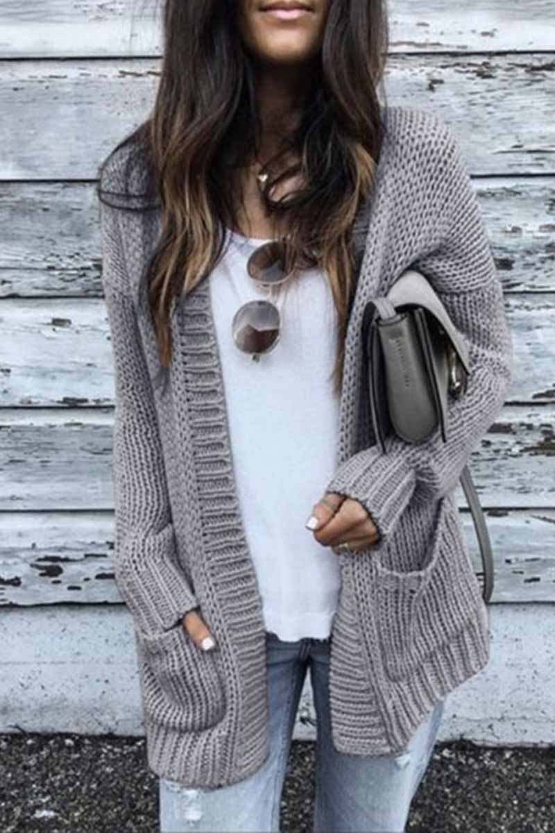 Vlovelaw Solid Loose Sleeve Sweater Cardigan