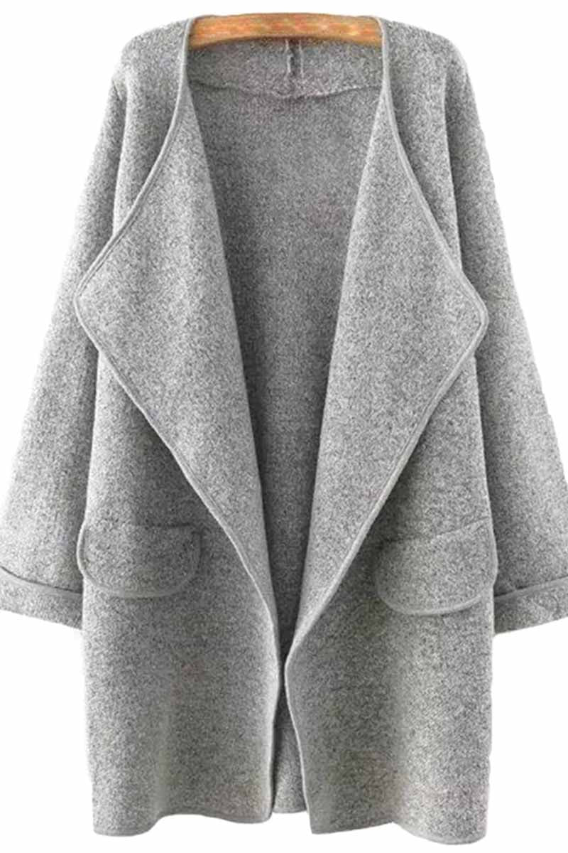 Vlovelaw Solid Color Loose Coat With Pockets