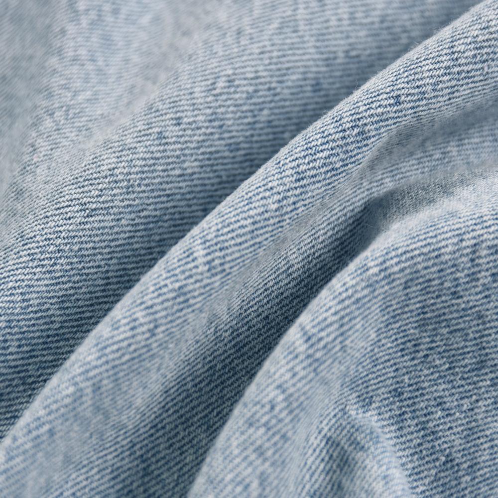 Vlovelaw Spring Button-Neck Off-Shoulder Long-Sleeved Denim Shirt