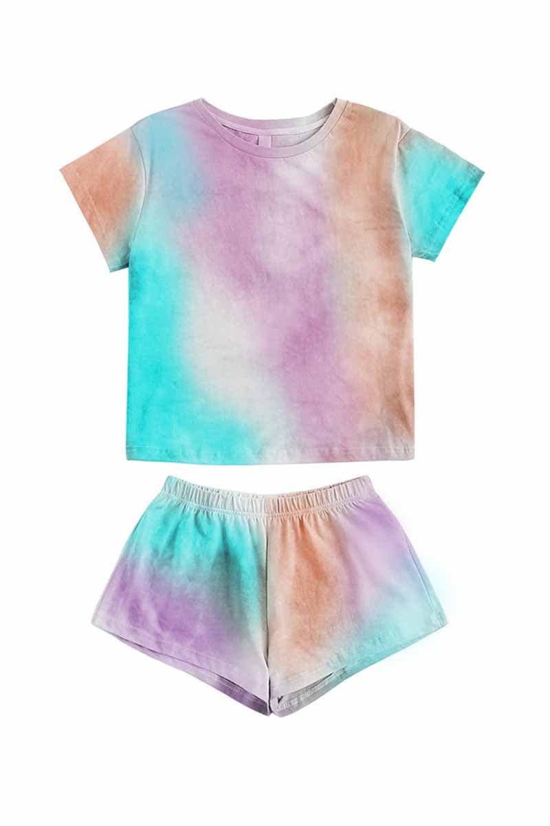 Vlovelaw Tie-dye Round Neck Two-Pieces Set