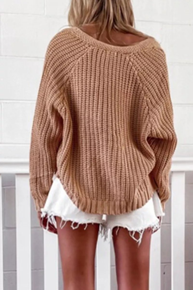 Vlovelaw Striped V-neck Cardigan Knit Sweater(4 colors)