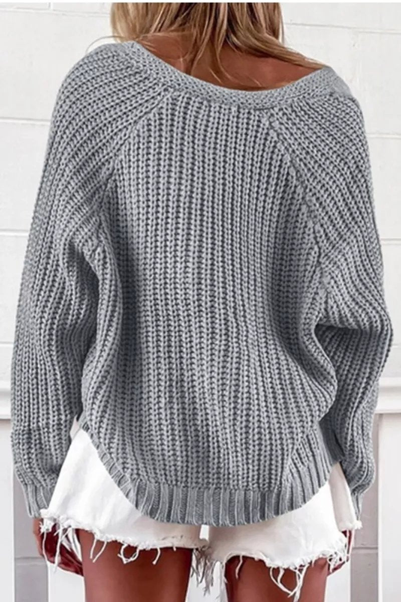 Vlovelaw Striped V-neck Cardigan Knit Sweater(4 colors)