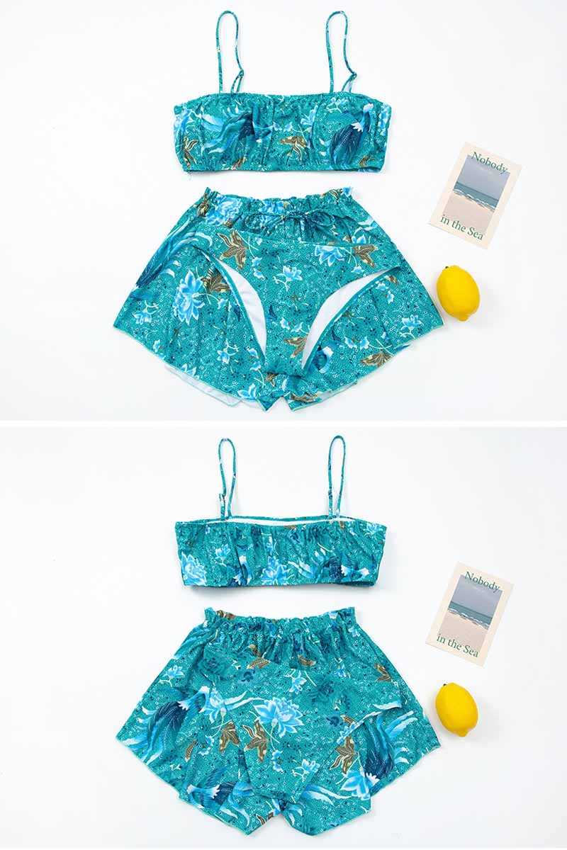 Vlovelaw Summer Floral Print Spring Three-pieces Swimwear