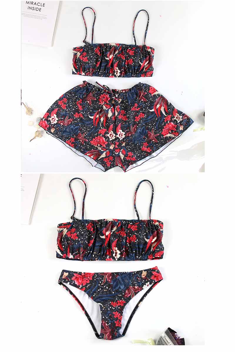 Vlovelaw Summer Floral Print Spring Three-pieces Swimwear