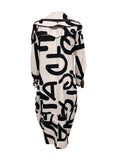 Abstract Print Long Length Jacket, Casual Button Front Long Sleeve Outerwear, Women's Clothing