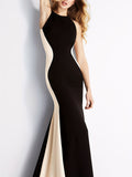 vlovelaw  Elegant Color Block Slim Long Dress, Sleeveless Party Evening Bodycon Long Dresses, Women's Clothing