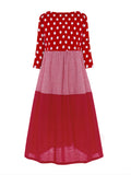 vlovelaw  Polka-dot Stitching Dress, Crew Neck Long Sleeve Dress, Casual Every Day Dress, Women's Clothing