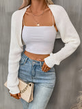 vlovelaw Solid Open Front Crop Cardigan, Casual Long Sleeve Cardigan For Spring & Fall, Women's Clothing