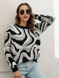 vlovelaw  Women's Sweater Tie Dye Crew Neck Color Block Long Sleeve Loose Fall Winter Sweater