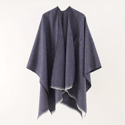 Solid Color Comfortable Shawl With Sleeves, Multifunctional Outdoor Windproof And Coldproof Cloak