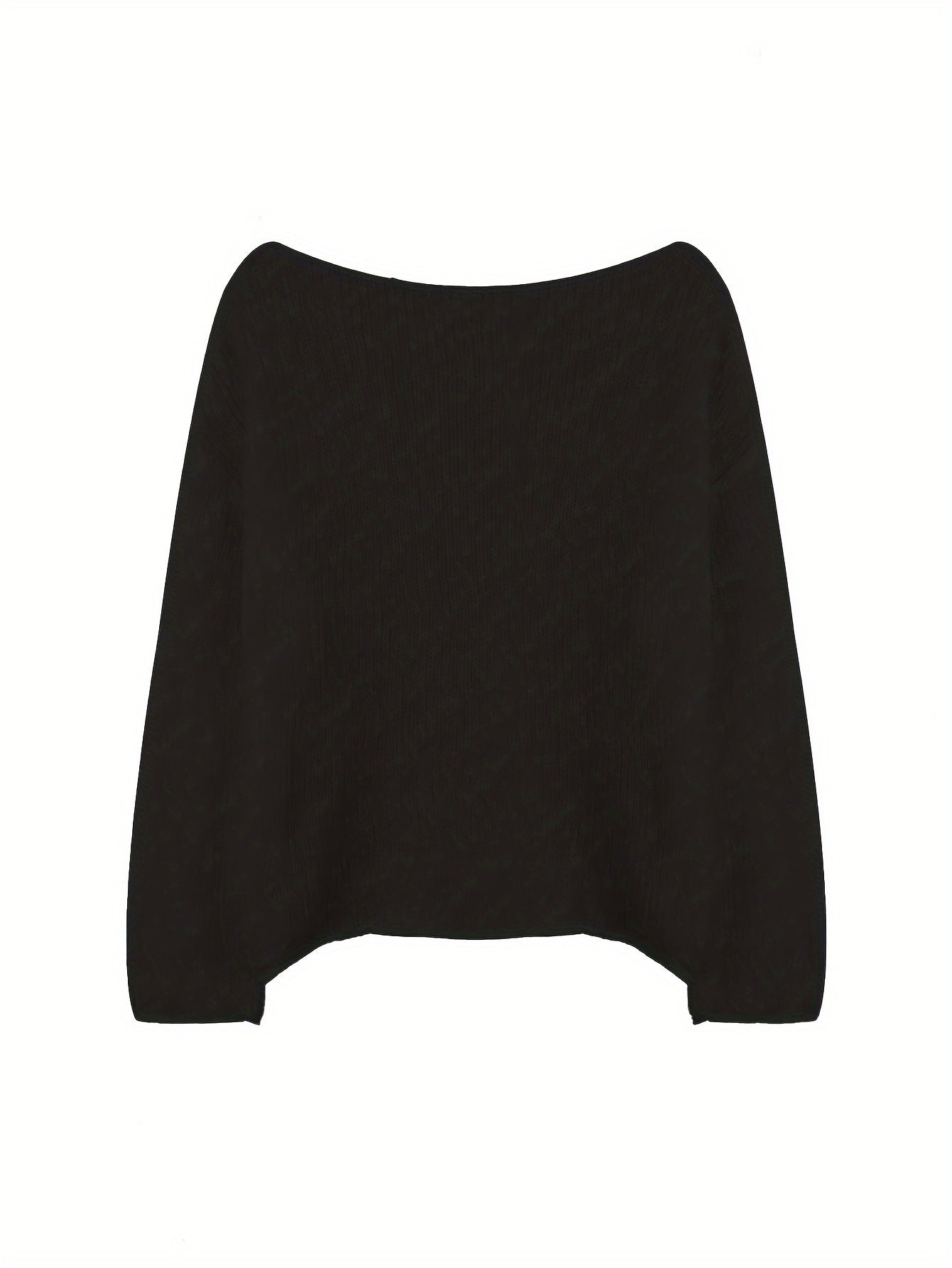 vlovelaw  Solid Boat Neck Pullover Sweater, Casual Long Sleeve Thin Knit Sweater, Women's Clothing