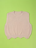 Solid Crew Neck Knitted Vest, Casual Sleeveless Loose Sweater, Women's Clothing