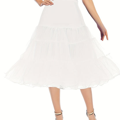 vlovelaw  Solid High Waist Ruffled Hem Vintage Skirts, Casual Dancing Short Skirts, Women's Clothing