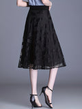 Solid Layered Pleated Skirts, Elegant High Waist A Line Knee Length Skirts, Women's Clothing