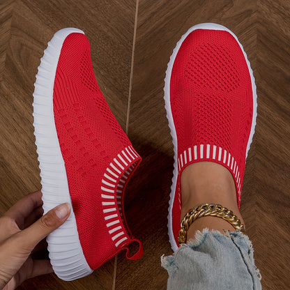 vlovelaw  Women's Breathable Knit Sneakers, Casual Lace Up Outdoor Shoes, Lightweight Mesh Low Top Shoes