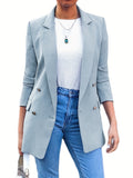 Women's Outerwear Double Breasted Blazer Long Sleeve Open Work Office Coat