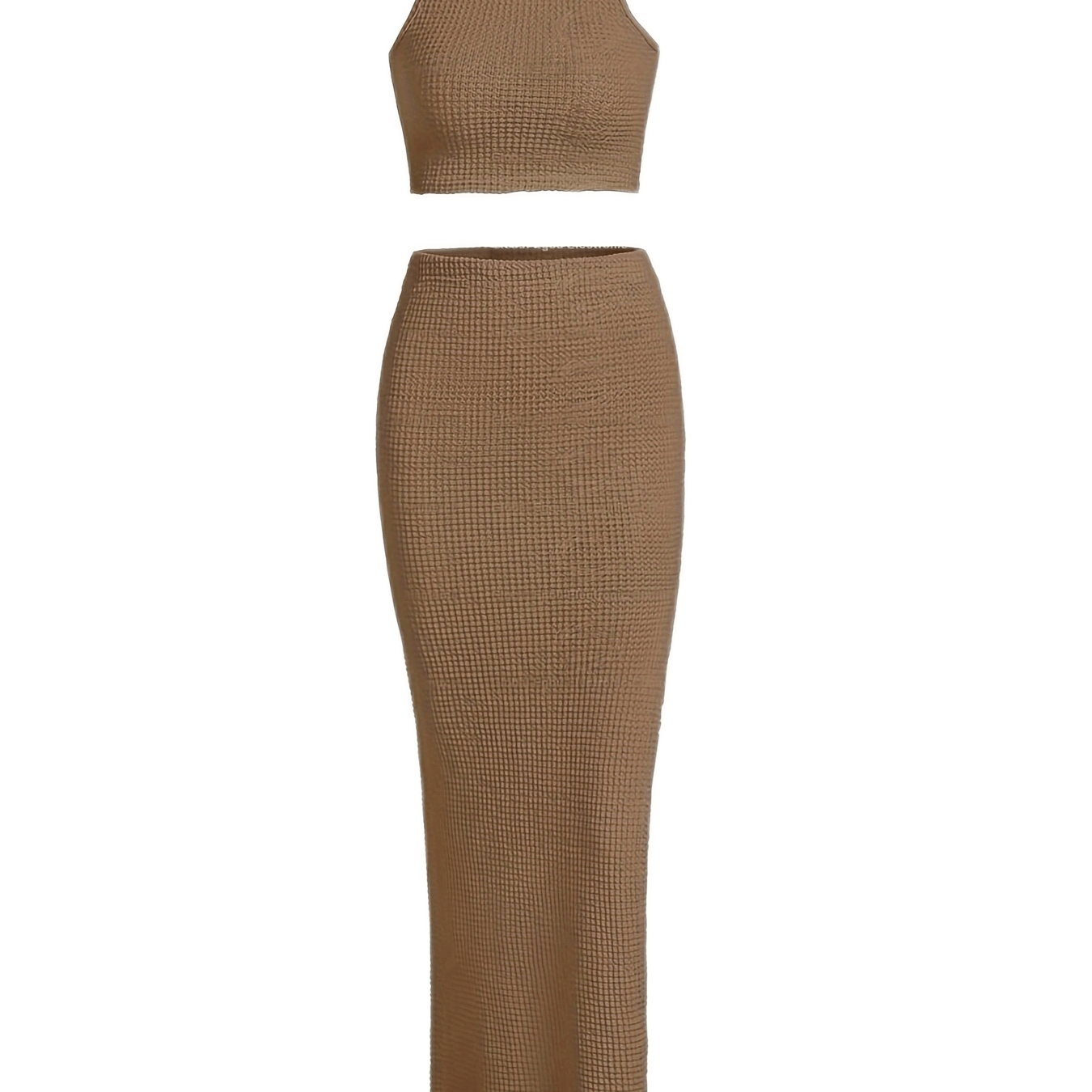 vlovelaw  Sexy Solid Slim Skirt Set, Crop Tank Top & Bodycon Skirt Outfits, Women's Clothing