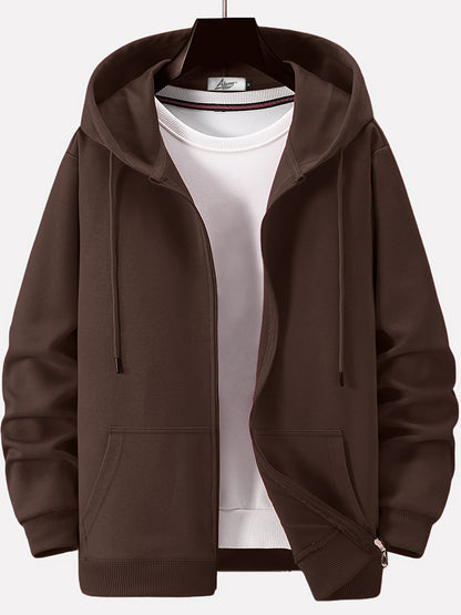 vlovelaw  Men's Spring And Autumn Thin Solid Composite Cotton Outdoor Casual Zipper Sweater Hooded Cardigan Coat