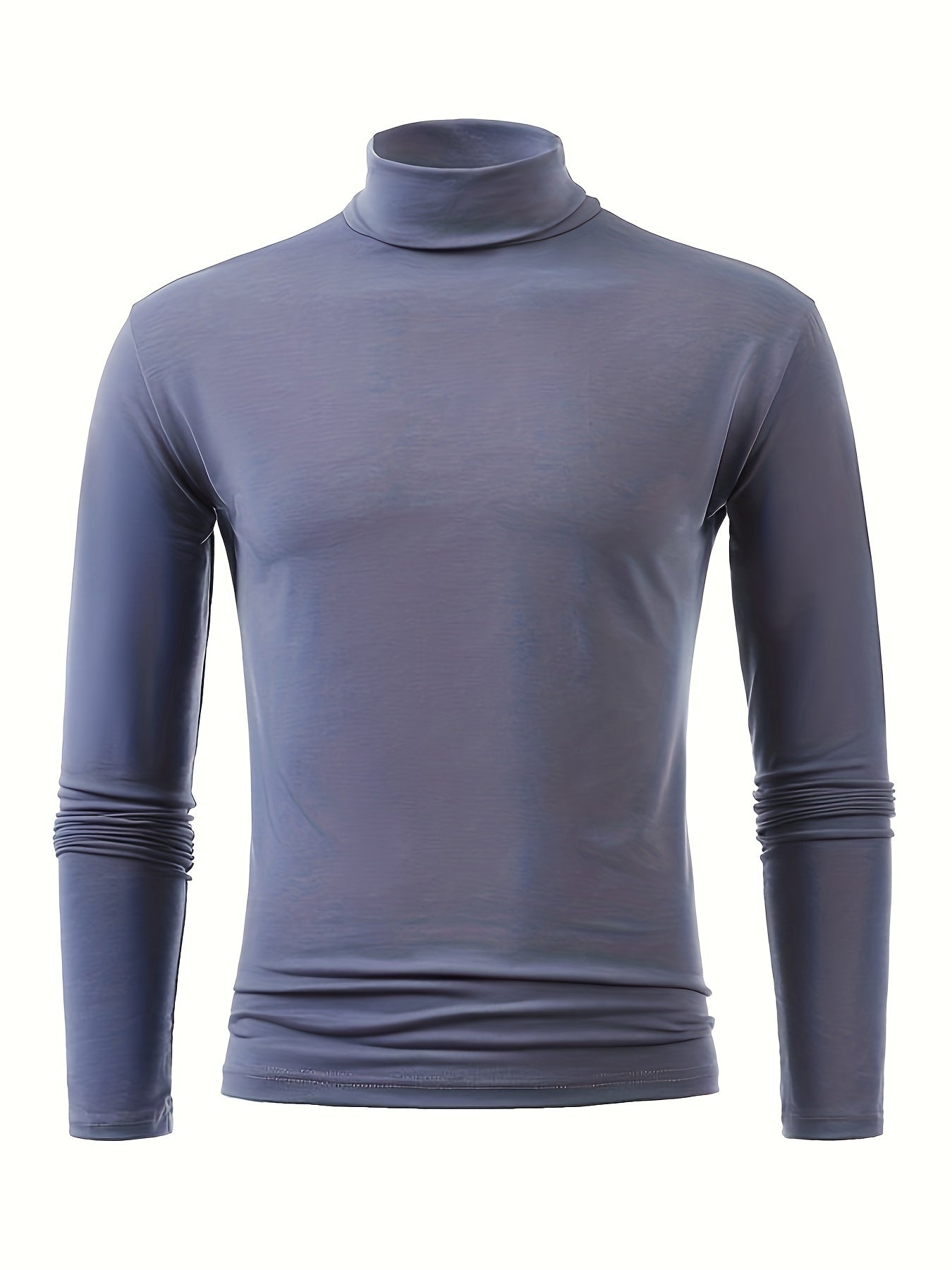 vlovelaw  Men's Stylish Solid Tee, Casual Breathable Long Sleeve Turtle Neck Top For City Walk Street Hanging Outdoor Activities
