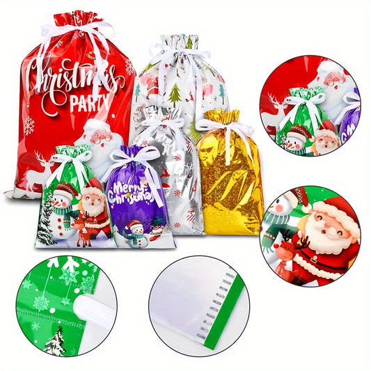 18pcs Plastic Christmas Gift Packaging Bags, Multiple Styles, Eid Al-Adha Mubarak