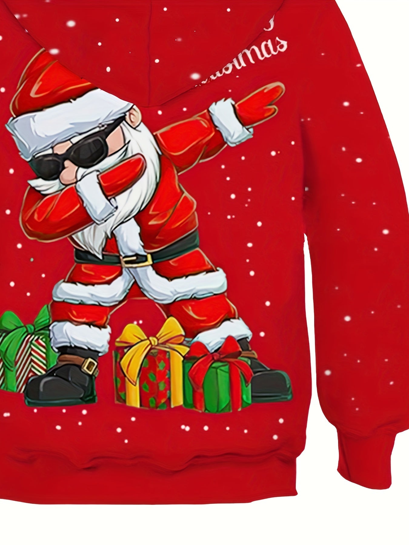 Christmas Theme Print Long Sleeve Hooded Sweatshirt - Soft, Regular Fit, Cozy Pullover Top for Boys, Perfect for Fall and Winter Seasons