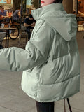 vlovelaw  Women's Short Winter Pockets Hooded, Windproof Down Jacket, Oversized Cotton Pad Coat