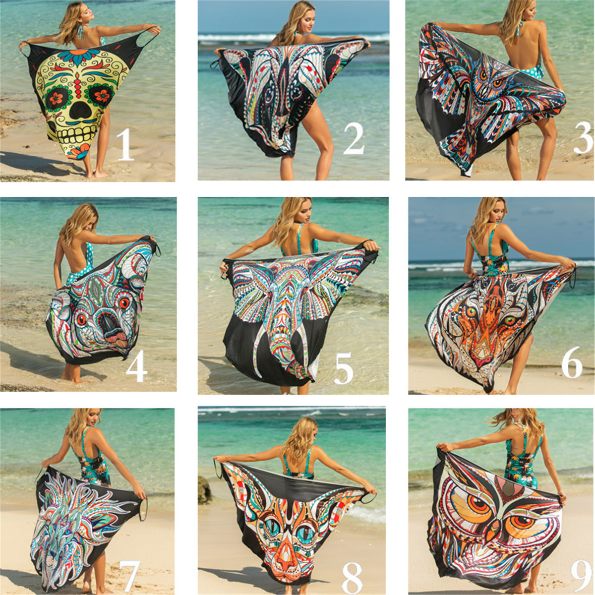 VLOVELAW Animal Print Shawl Skirt Anti-DDoS Skirt Swimsuit Outer Lining Cross Wear Irregular Suspender Skirt