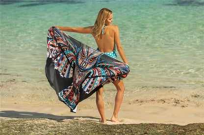 VLOVELAW Animal Print Shawl Skirt Anti-DDoS Skirt Swimsuit Outer Lining Cross Wear Irregular Suspender Skirt