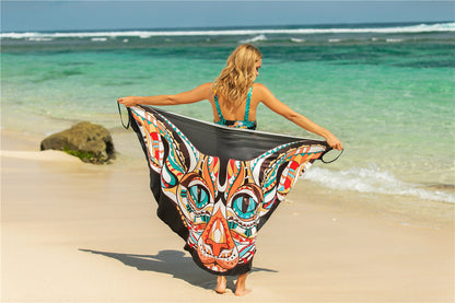 VLOVELAW Animal Print Shawl Skirt Anti-DDoS Skirt Swimsuit Outer Lining Cross Wear Irregular Suspender Skirt