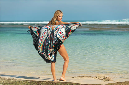 VLOVELAW Animal Print Shawl Skirt Anti-DDoS Skirt Swimsuit Outer Lining Cross Wear Irregular Suspender Skirt
