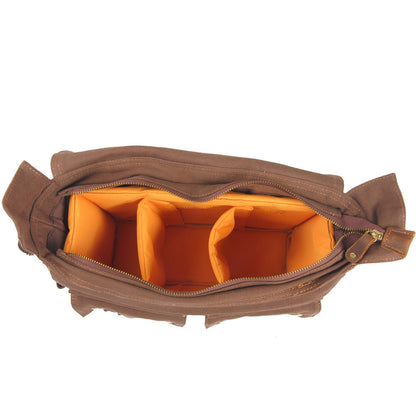 VLOVELAW 2025 Muchuan cloth bag, canvas with leather bag, shoulder messenger bag, casual photography waterproof liner SLR camera bag