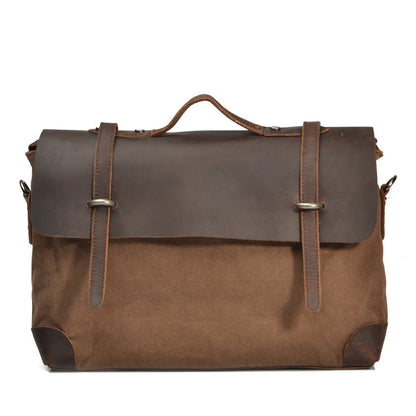 VLOVELAW 2025 Men's cowhide Crazy Horse leather with canvas shoulder bag men's bag, business, leisure, portable, messenger bag, briefcase