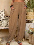 Pockets Baggy Harem Pants, Casual Loose Elastic Waist Pants, Women's Clothing