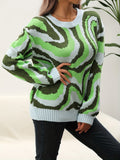 vlovelaw  Tie Dye Crew Neck Knitted Pullover Sweater, Casual Long Sleeve Sweater For Fall & Winter, Women's Clothing