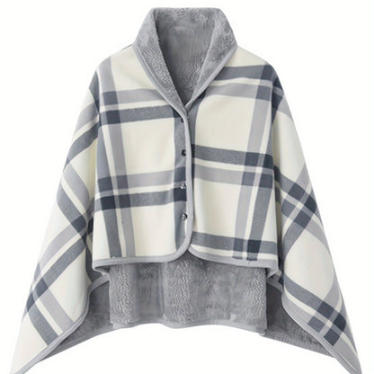 vlovelaw  Men'S Cape Wearable Blanket Flannel Shawl Wrap Comfy Poncho Throw With Buttons Spring Fall Winter Robe