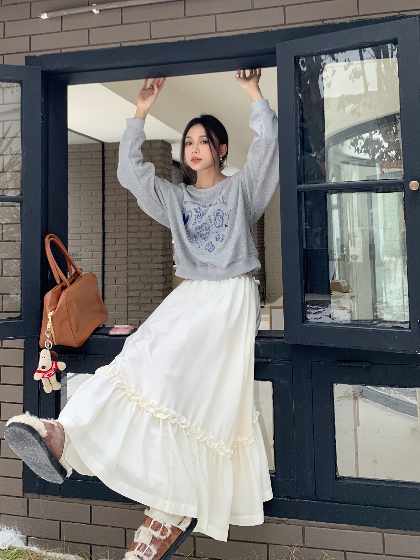 Solid High Waist Skirt, Elegant Ruffle Hem Maxi Skirt For Spring & Summer, Women's Clothing