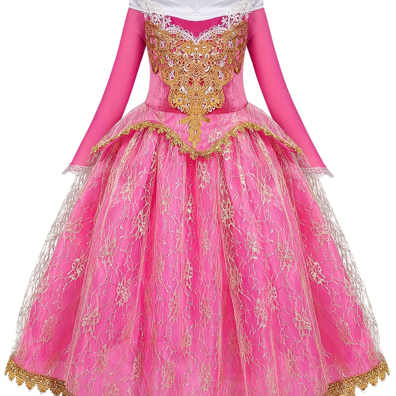 vlovelaw  Girls Long Sleeve Princess Dress Performance Dress Costume Dress Up Birthday Christmas Party Cosplay Outfit Accessories Included Set Kids Clothes