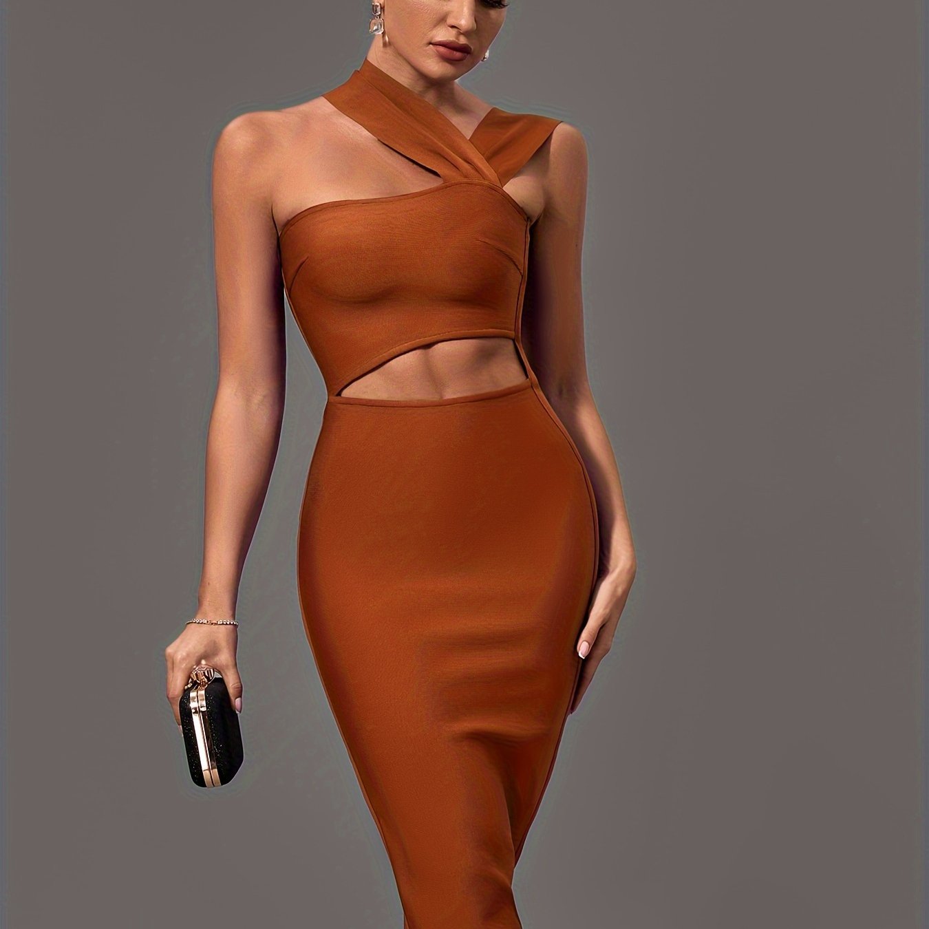 vlovelaw  Cut Out Asymmetrical Dress, Sexy Bodycon Sleeveless Dress, Women's Clothing