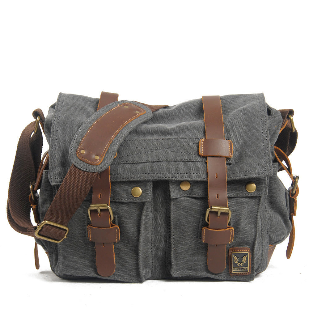 VLOVELAW 2025 Muchuan cloth bag, canvas with leather bag, shoulder messenger bag, casual photography waterproof liner SLR camera bag