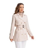 vlovelaw  Double Breasted Long Trench Coat, Long Sleeve Windproof Classic Lapel Slim Belted Outerwear, Women's Clothing
