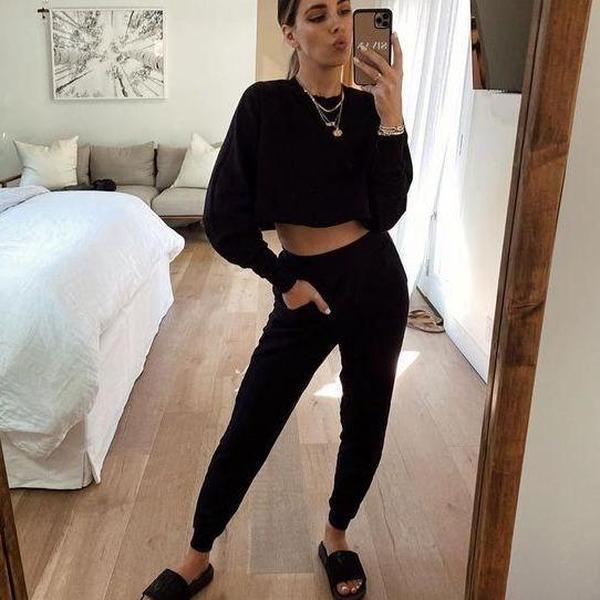 2025 spring and summer  new loungewear casual two-piece set women's summer independent station long-sleeved trousers home set