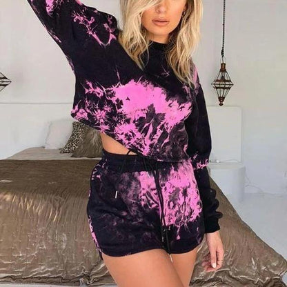 2025 spring and summer  new loungewear casual two-piece loose summer  long-sleeved shorts home suit