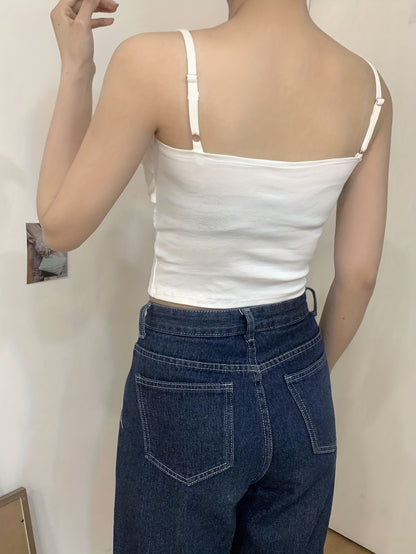 vlovelaw  Ruched Crop Cami Top, Casual Summer Sleeveless Top, Women's Clothing