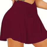 vlovelaw  Solid High Waist Skorts, Sexy Summer Mini Skirts With Pockets, Women's Clothing