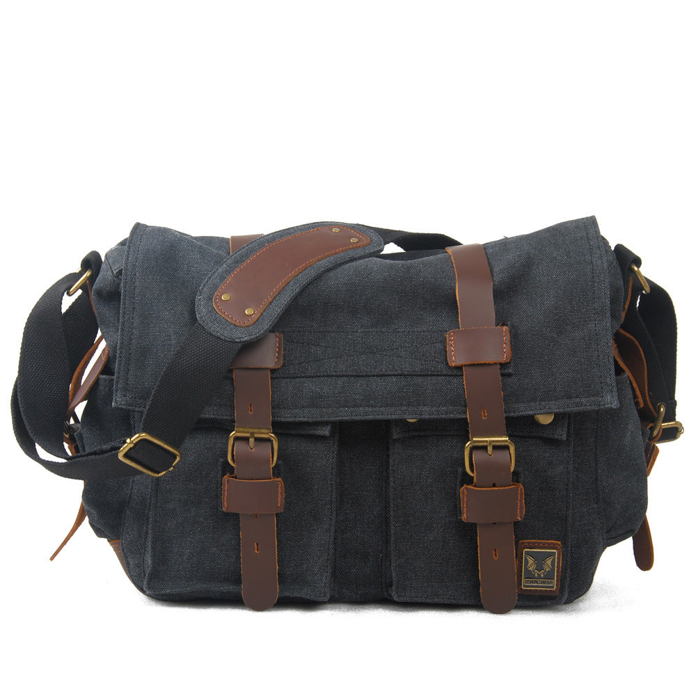 VLOVELAW 2025 Muchuan cloth bag, canvas with leather bag, shoulder messenger bag, casual photography waterproof liner SLR camera bag