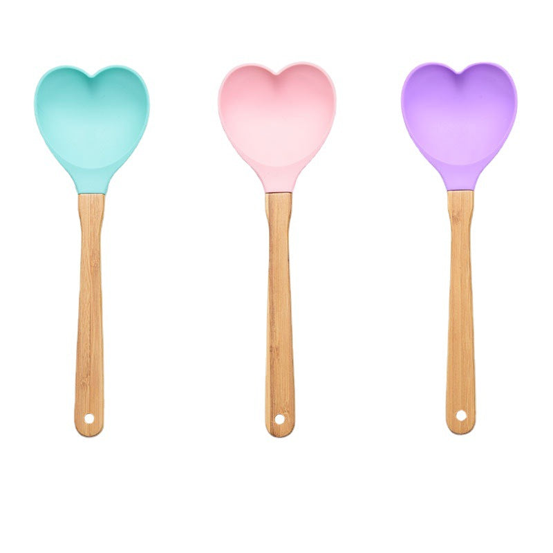 1pc Heart-Shaped Silicone Spatula with Bamboo Handle - Perfect for Baking, Stirring, and Pastry - Ideal Kitchen Gift