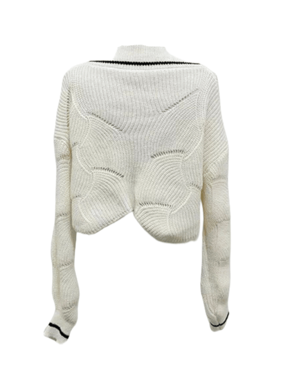 Stylish Button Down Knit Cardigan, Elegant Long Sleeve Crop Sweater, Women's Clothing
